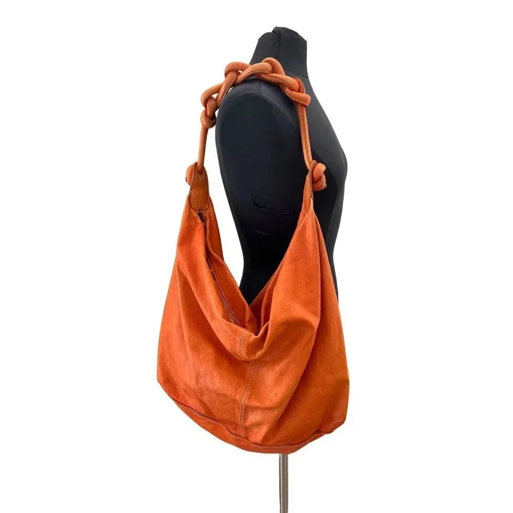 Sissirossi Orange Leather Shoulder Bag